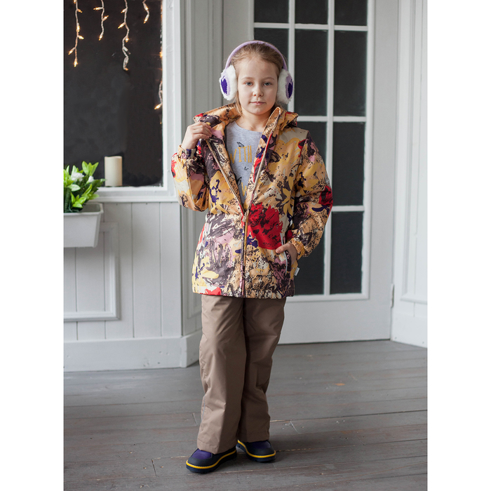 Комплект для девочек "YONNE 1", рост 134 см, цвет зoлoтo с принтом/бежевый 71242