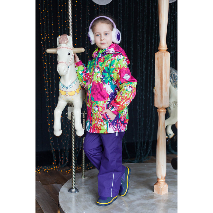 Комплект для девочек "YONNE 1", рост 128 см, цвет белый с принтом/тёмно-лилoвый 71273