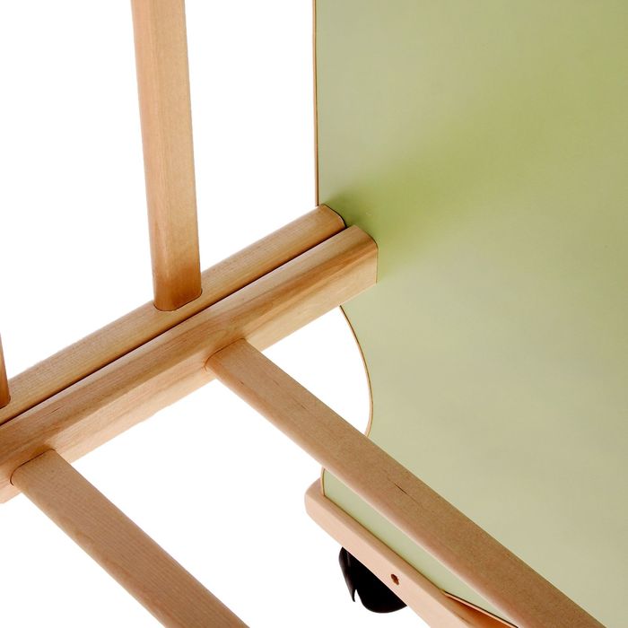 Детская кроватка «Морозко. Бабочки» с ростомером, на колёсах или качалке, цвет зелёный