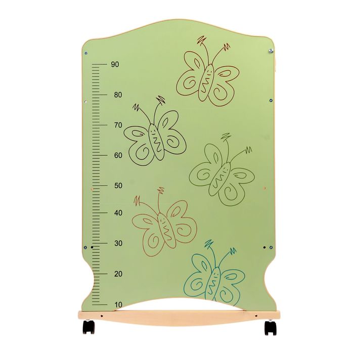 Детская кроватка «Морозко. Бабочки» с ростомером, на колёсах или качалке, цвет зелёный