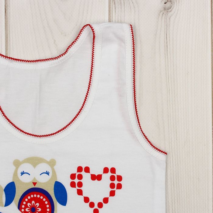 Майка для девочки "Совы", рост 86 см (48), цвет белый, принт совы ДНМ665001_М