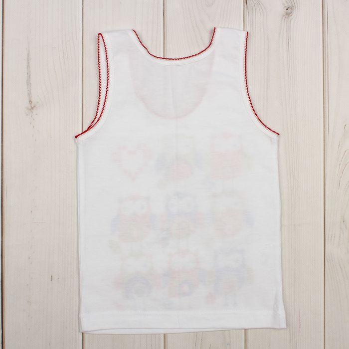 Майка для девочки "Совы", рост 92 см (50), цвет белый, принт совы ДНМ665001_М