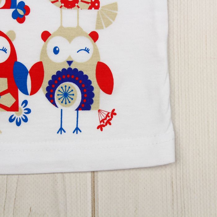 Майка для девочки "Совы", рост 92 см (50), цвет белый, принт совы ДНМ665001_М