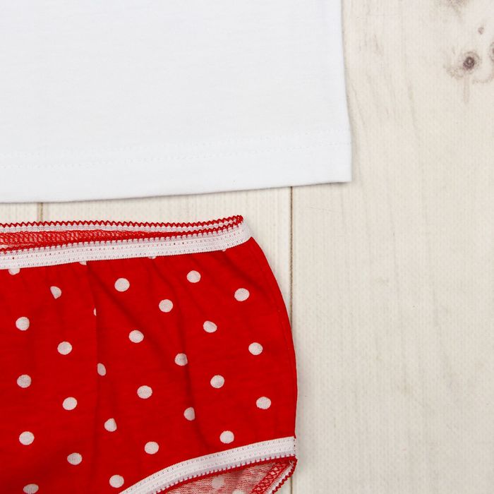 Гарнитур для девочки "Совы", рост 92 см (50), цвет белый/красный, принт горох ДНГ453001н_М