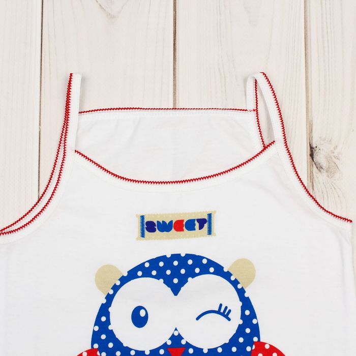 Гарнитур для девочки "Совы", рост 92 см (50), цвет белый/красный, принт горох ДНГ553001н_М