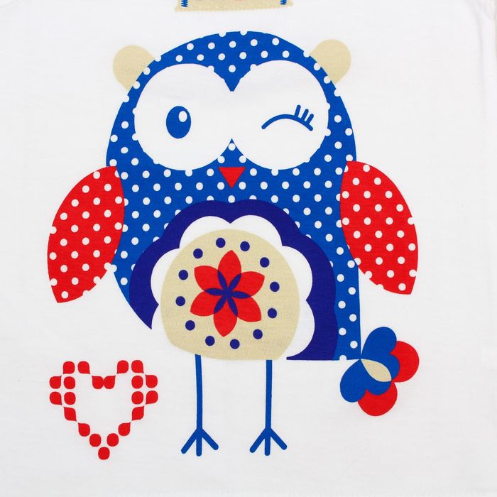 Гарнитур для девочки "Совы", рост 92 см (50), цвет белый/красный, принт горох ДНГ553001н_М