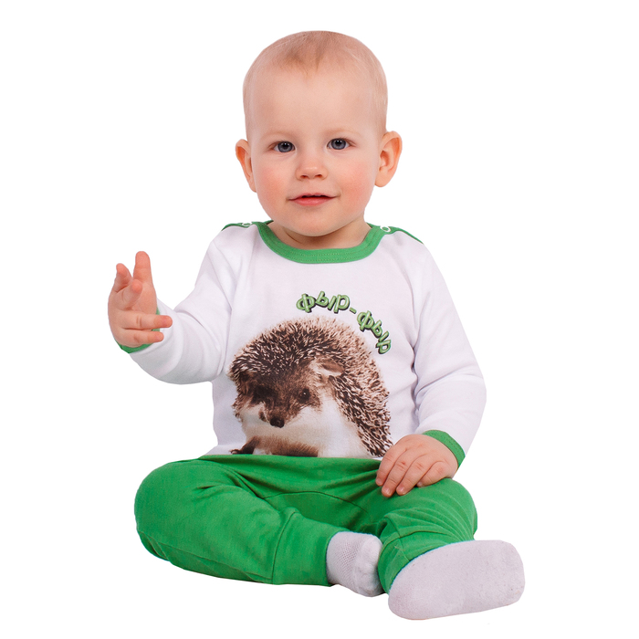 Джемпер детский "Фантазеры", рост 92 см (54), цвет белый/салатовый, принт ёж ЮДД750067_М