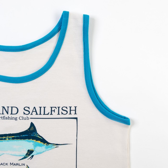 Гарнитур для мальчика "Большой улов", рост 134 см (68), цвет бежевый/бирюзовый ПНГ173001