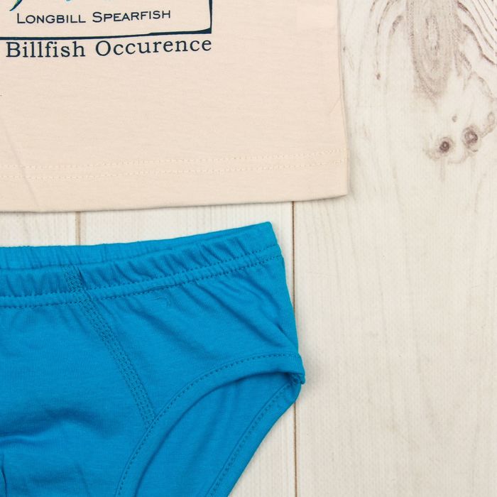 Гарнитур для мальчика "Большой улов", рост 140 см (72), цвет бежевый/бирюзовый ПНГ173001