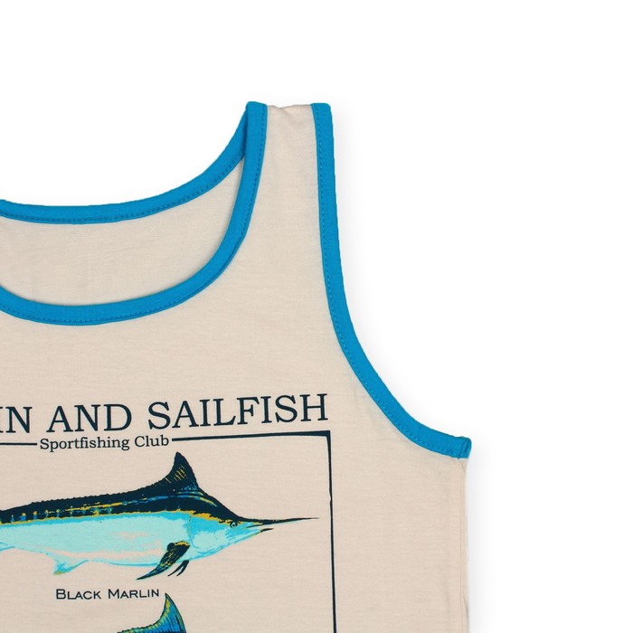 Гарнитур для мальчика "Большой улов", рост 134 см (68), цвет бежевый/бирюзовый ПНГ474001