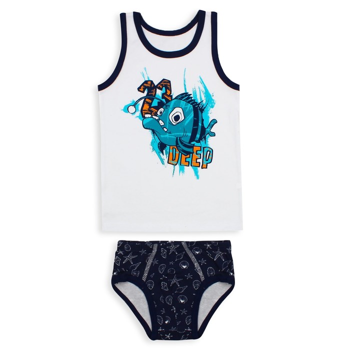 Гарнитур для мальчика "Океания", рост 128 см (64), цвет белый/синий ПНГ173800н