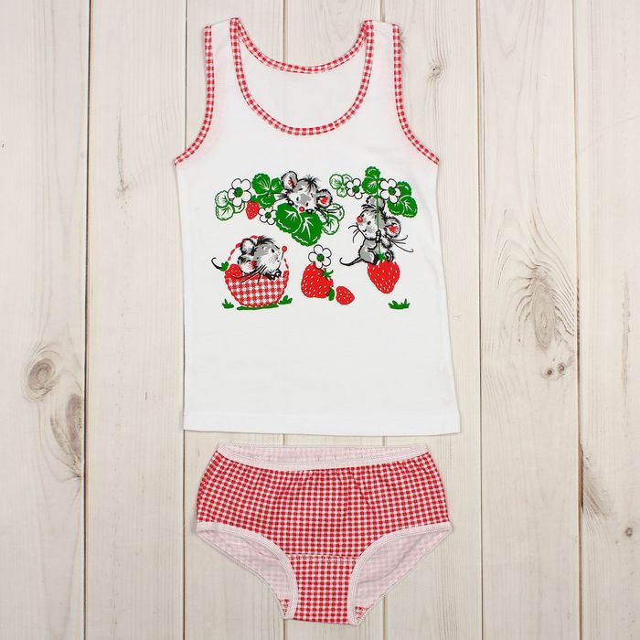 Гарнитур для девочки "Лакомка", рост 86 см (48), цвет белый/красный ДНГ681001н_М