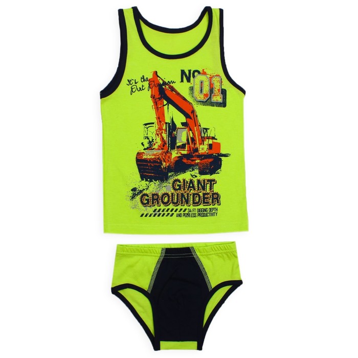 Гарнитур для мальчика "Стройтехника", рост 92 см (50), цвет салатовый/синий ПНГ173001