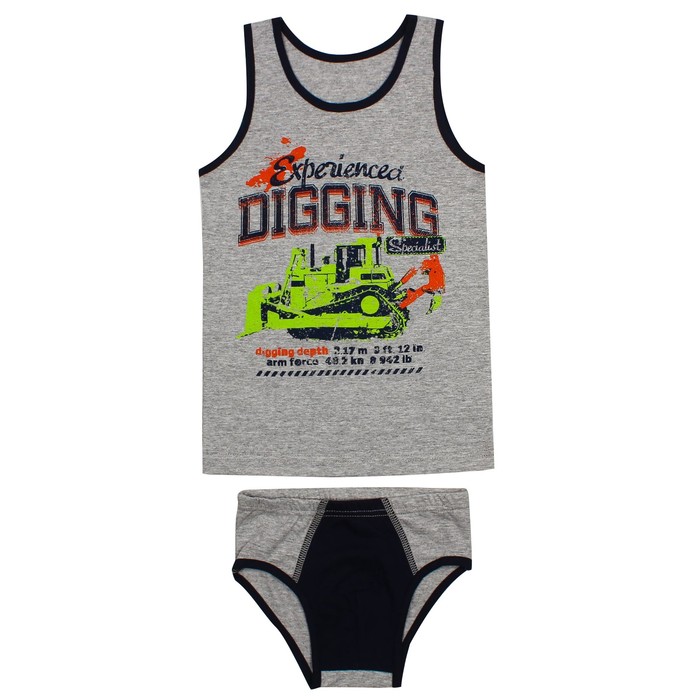 Гарнитур для мальчика "Стройтехника", рост 92 см (50), цвет серый/синий ПНГ173002_М