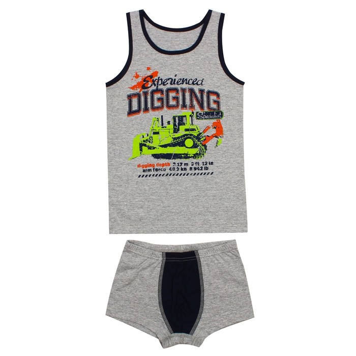 Гарнитур для мальчика "Стройтехника", рост 92 см (50), цвет серый/синий ПНГ474002_М