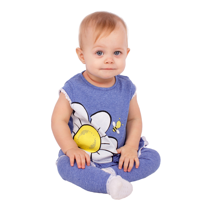 Футболка для девочки "Полевые цветы", рост 92 см, цвет голубой ДДК503002_1_М