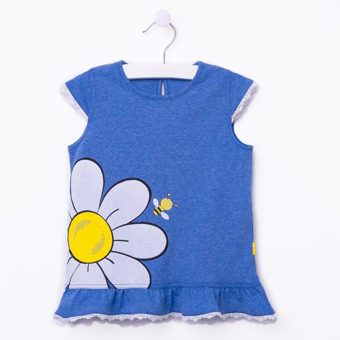Футболка для девочки "Полевые цветы", рост 98 см, цвет голубой ДДК503002_1_М