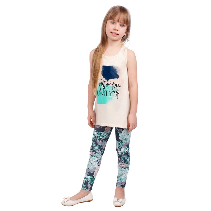 Майка для девочки "Японский журавль", рост 128 см, цвет бежевый ДДБ780804