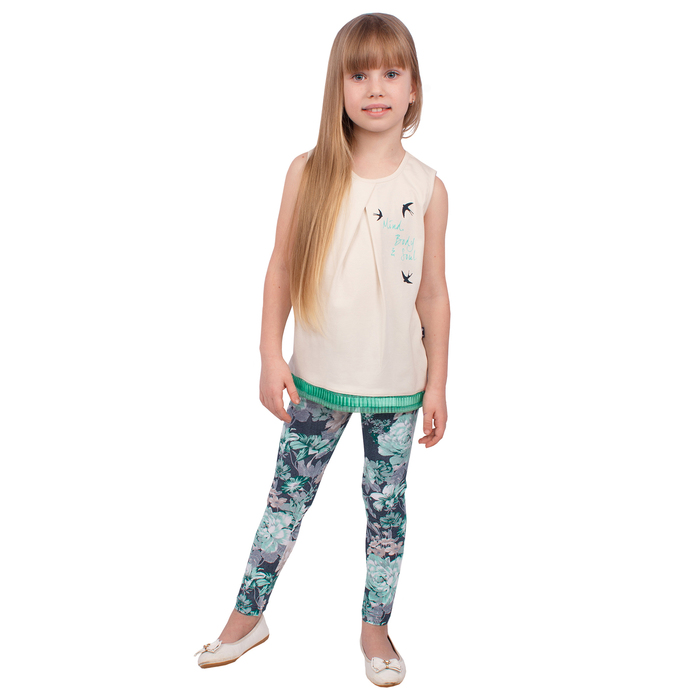 Майка для девочки "Японский журавль", рост 122 см, цвет бежевый ДДБ783804