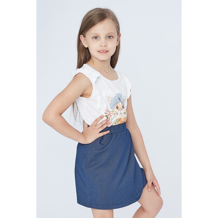 Юбка для девочки "Японский журавль", рост 116 см (60), цвет тёмно-синий