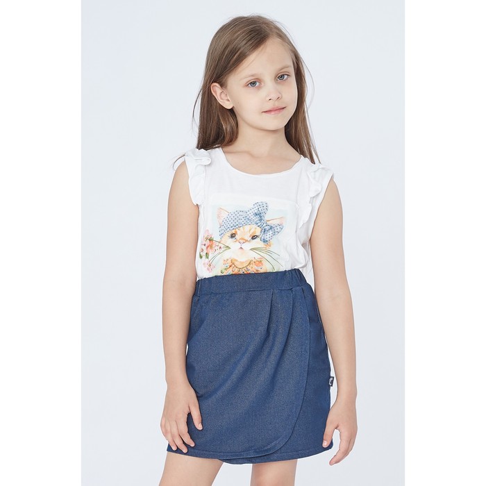 Юбка для девочки "Японский журавль", рост 140 см (72), цвет тёмно-синий