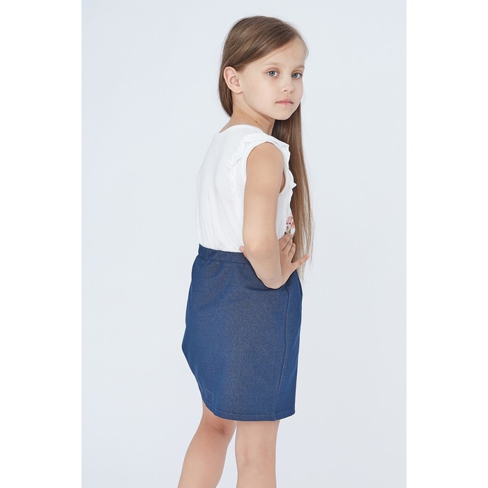 Юбка для девочки "Японский журавль", рост 146 см (76), цвет тёмно-синий