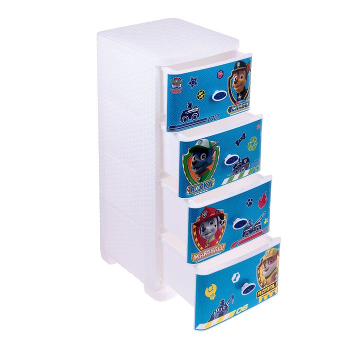 Комод плетёный "Щенячий патруль", 4 секци