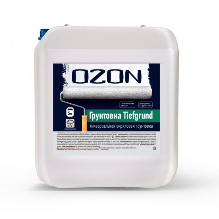 Грунтовка усиленная OZON ВД-АК 013М глубокого проникновения, акриловая 5 л ozon грунтовка концентрат акриловая ozon вд ак 016 10 10л обычная