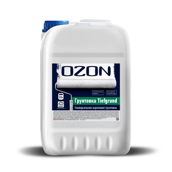 Грунтовка усиленная OZON ВД-АК 013М глубокого проникновения, акриловая 10 л грунтовки проникающие ozon грунтовка для газобетона и впитывающих оснований ozon mittelgrund вд ак 017 10 10л обычная