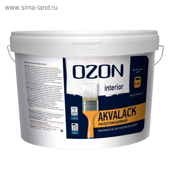 Лак универсальный акриловый OZON Akvalack-interior 0,9л