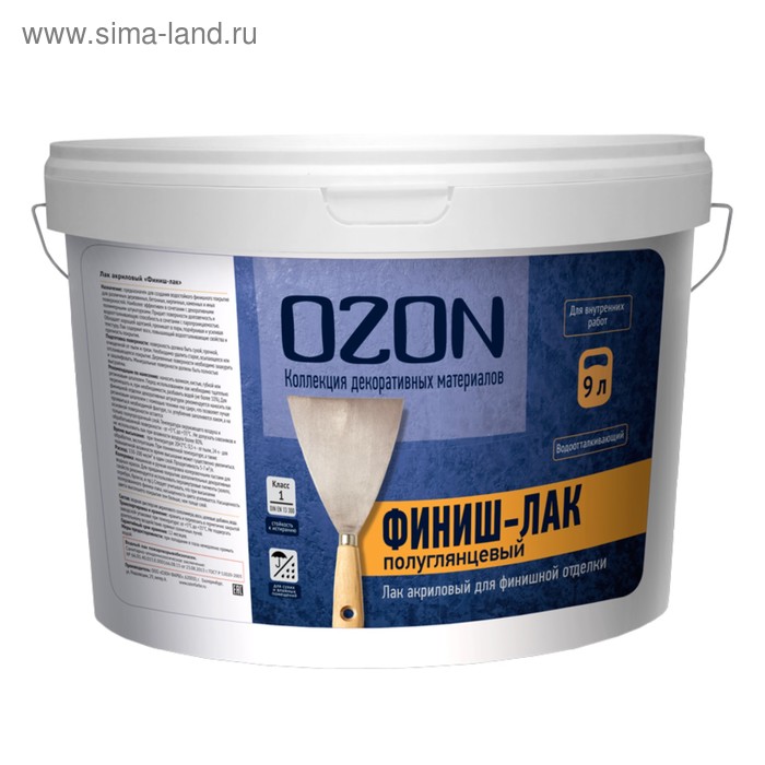 Лак акриловый OZON Финиш-лак 9л (9кг) ozon финиш лак акриловый бесцветный полуглянцевая 9 кг 9 л