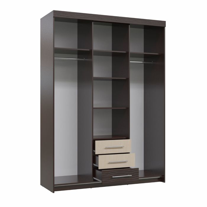 Шкаф-купе с ящиками ОЛИМП Венге/Клён