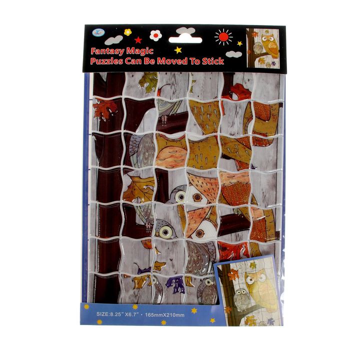 Наклейка-пазл пластик "Сова/Попугай" МИКС 26х17,5 см