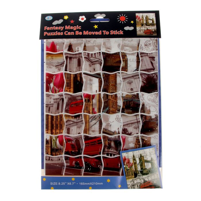 Наклейка-пазл пластик "Мост/Башня" МИКС 26х17,5 см