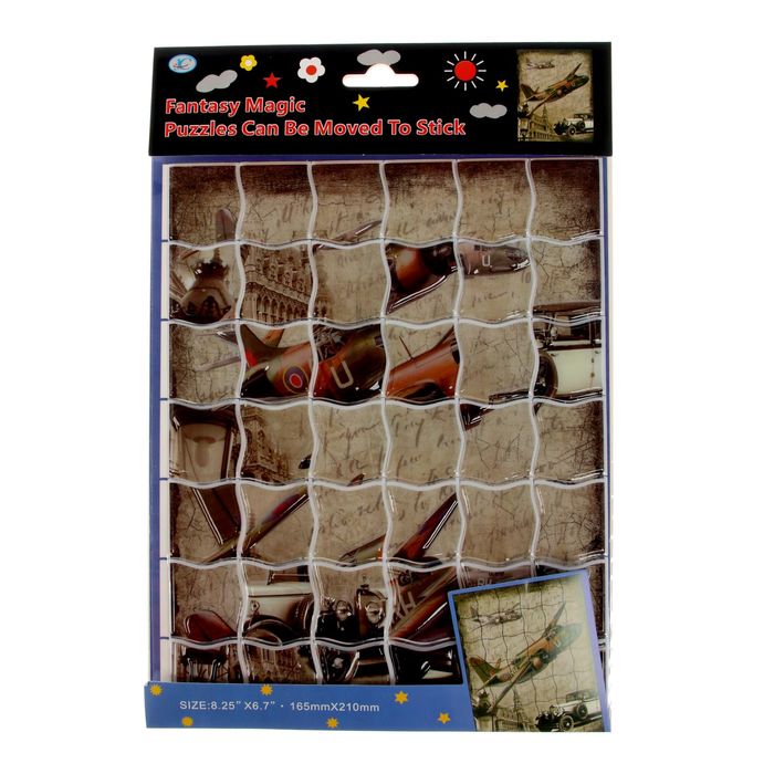 Наклейка-пазл пластик "Ретросамолет/Ретроавто" МИКС 26х17,5 см