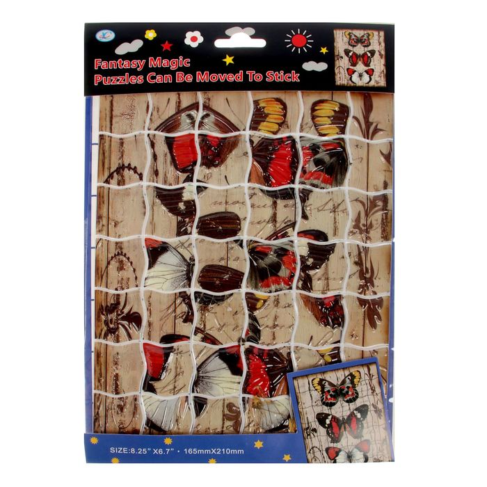 Наклейка-пазл пластик "Бабочки" МИКС 26х17,5 см