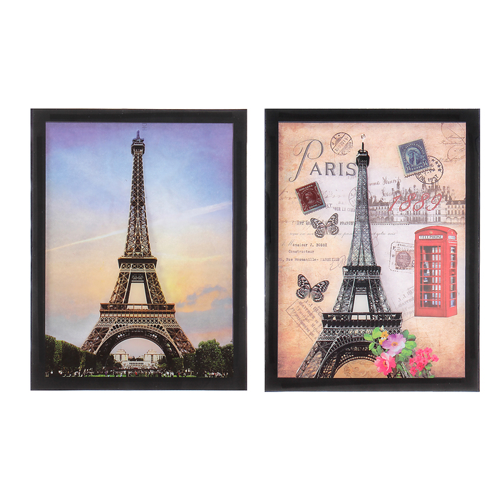 Наклейка интерьерная пластик картина "Эйфелева башня" МИКС 40,5х34,5 см
