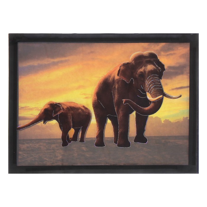 Наклейка интерьерная пластик картина "Слоны" 40,5х34,5 см