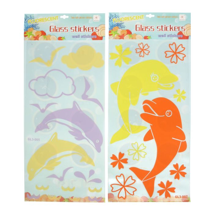 Наклейка интерьерная фосфорная "Дельфины" МИКС 70х30 см