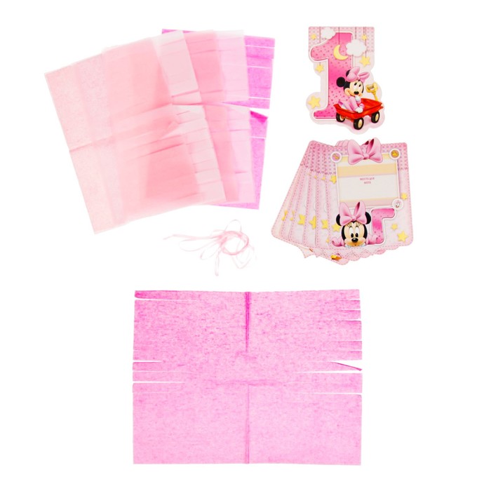 Гирлянда на ленте "Мне 1 год Минни Маус, (+6 кисточек), дл. 150 см