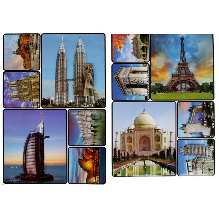 Наклейка пластик "Известные достопримечательности" МИКС 48х32 см