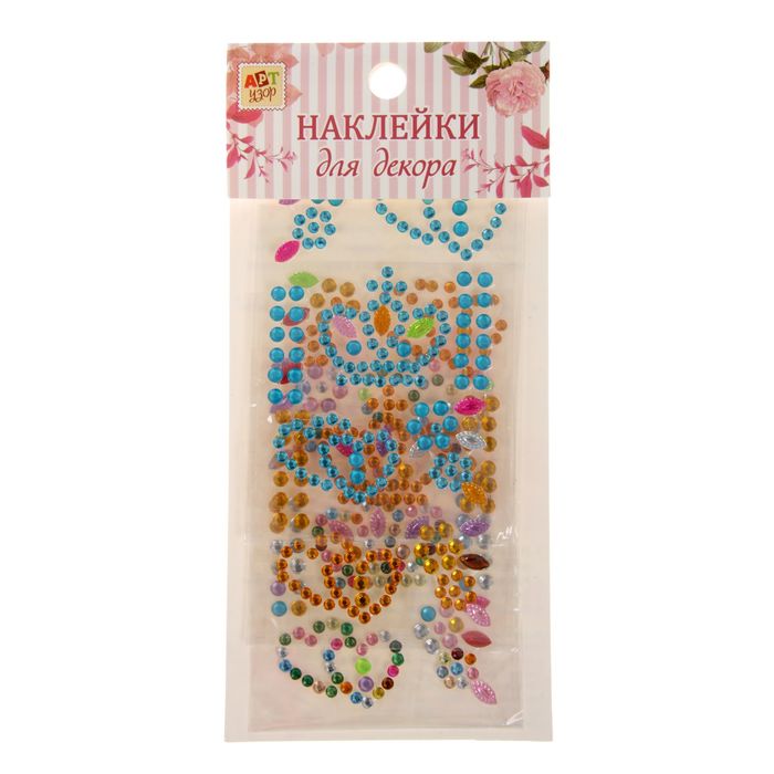 Наклейка стразы пластик "Корона и сердца" набор 3 шт МИКС 18х8 см