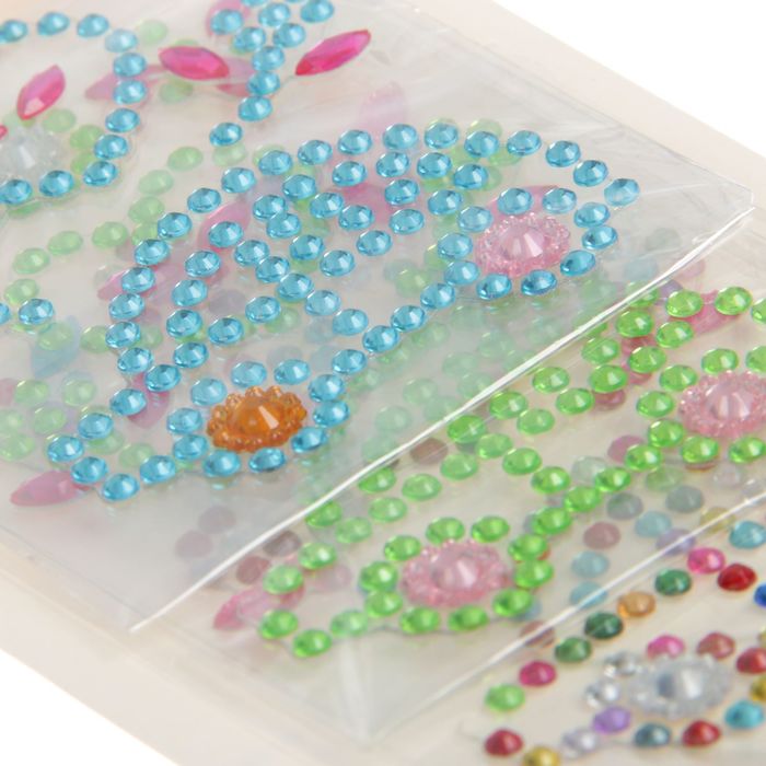 Наклейка стразы пластик "Сердце" набор 3 шт МИКС 18х8 см