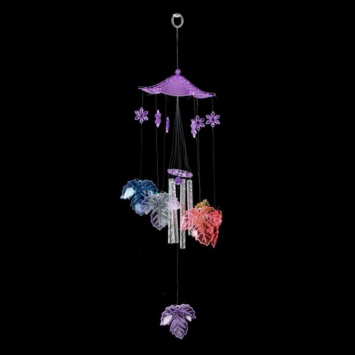 Музыка ветра пластик "Кленовые листья" 4 трубочки + 7 фигурок МИКС 60 см