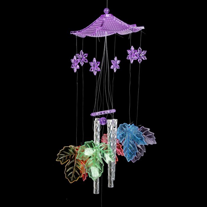 Музыка ветра пластик "Кленовые листья" 4 трубочки + 7 фигурок МИКС 60 см