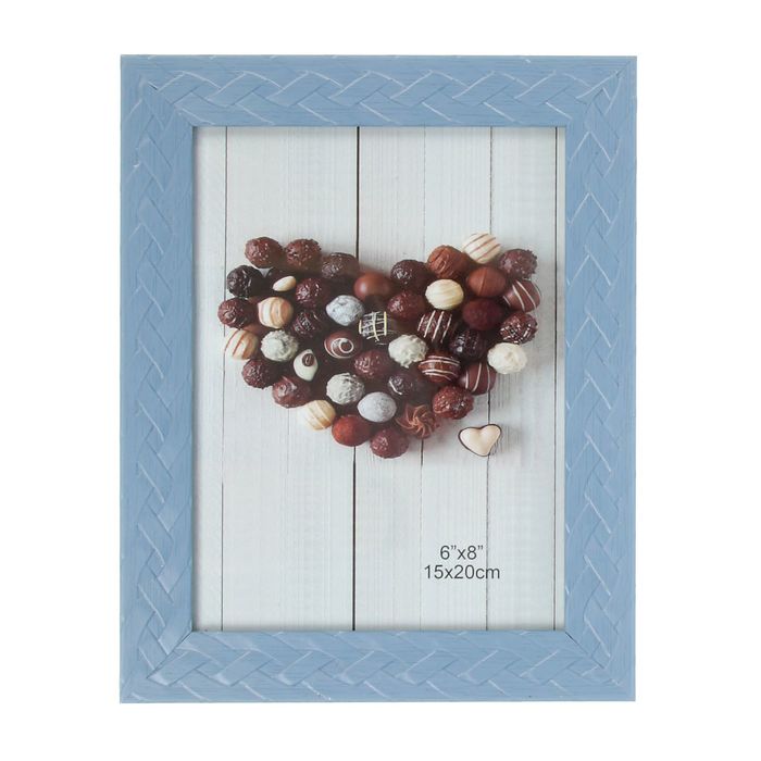 Фоторамка пластик 15х20 см "Плетение" небесная 24х19 см