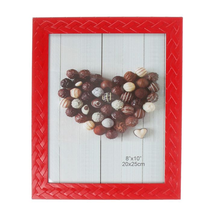 Фоторамка пластик 20х25 см "Плетение" красная 29х24 см