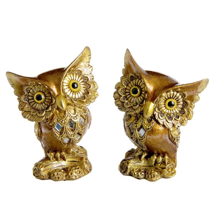 Сувенир полистоун зеркальные вставки "Сова Клотильда" МИКС 10,5х8х5 см