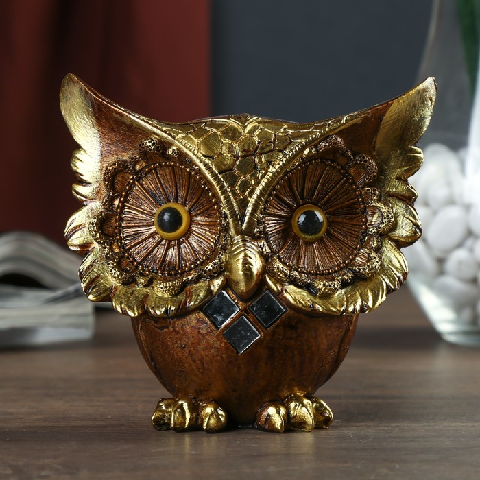 Сувенир полистоун зеркальные вставки "Филин Самсон" 10,5х10х6 см