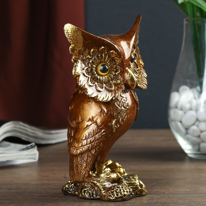 Сувенир полистоун зеркальные вставки "Филин Самсон" МИКС 15х9,5х7 см